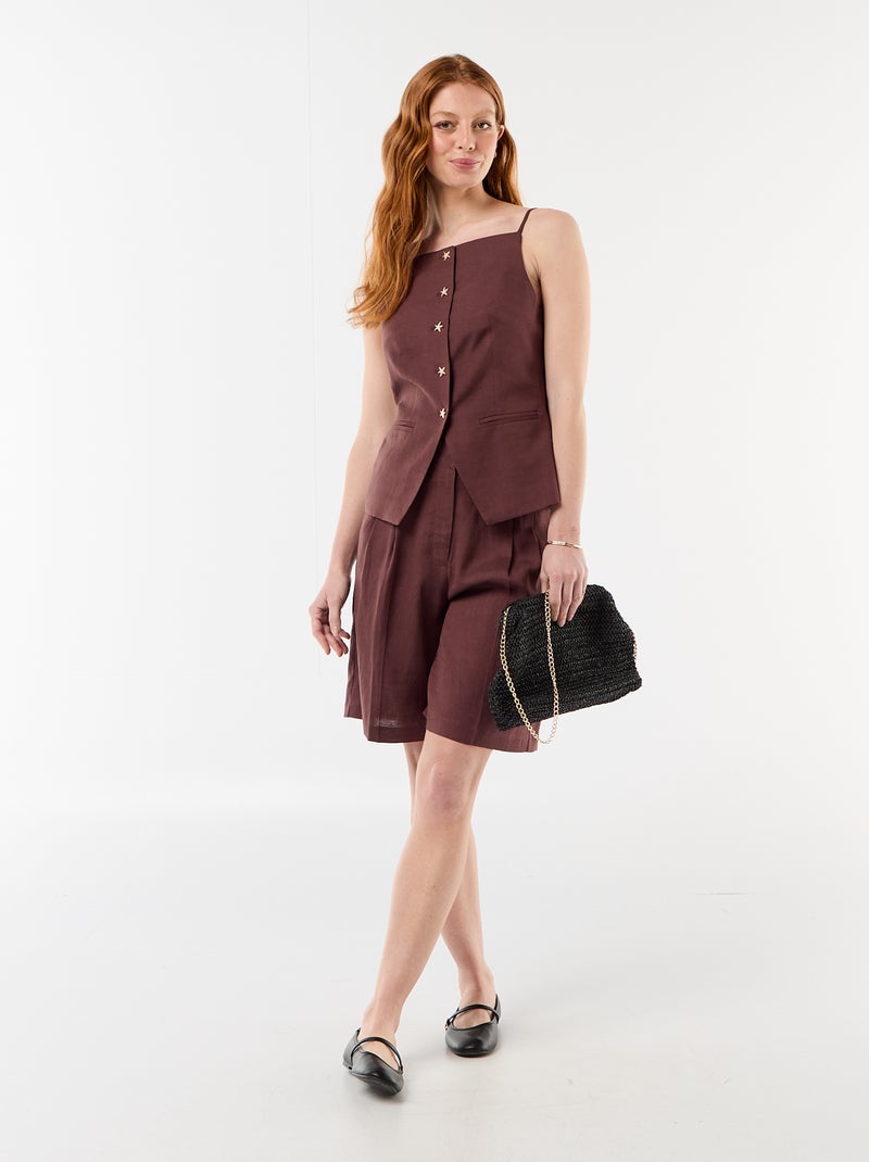 Top in lino stile gilet Marrone - Kiabi