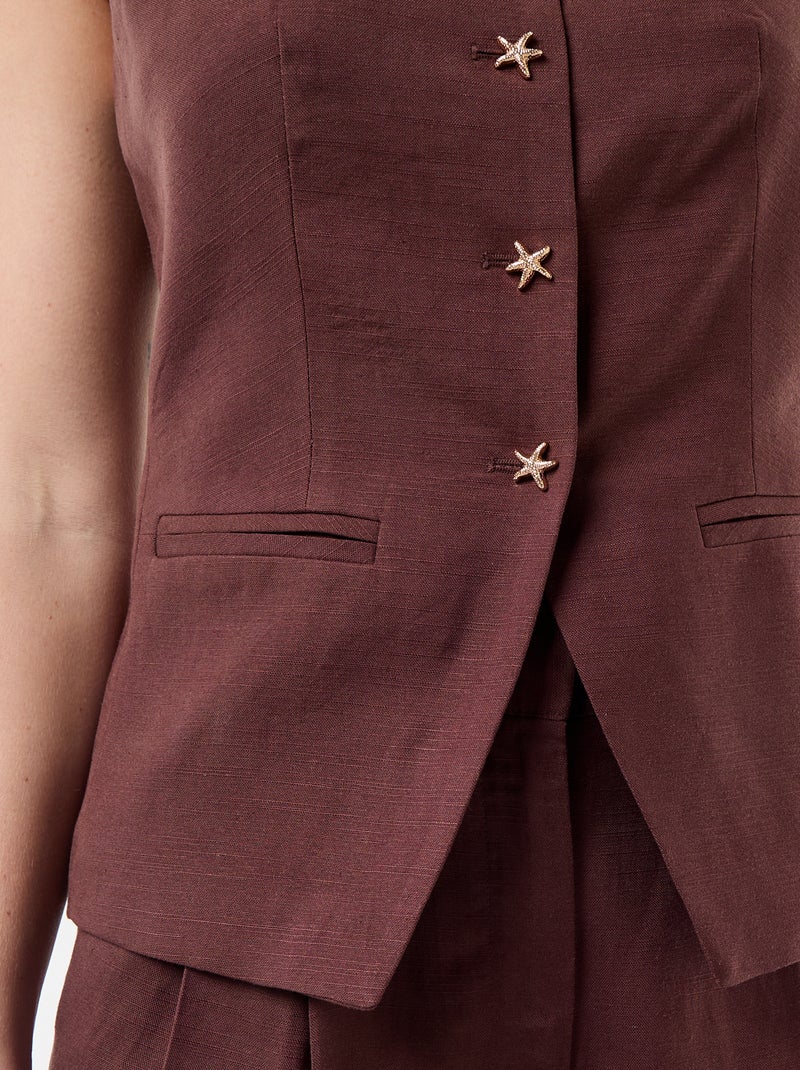 Top in lino stile gilet Marrone - Kiabi