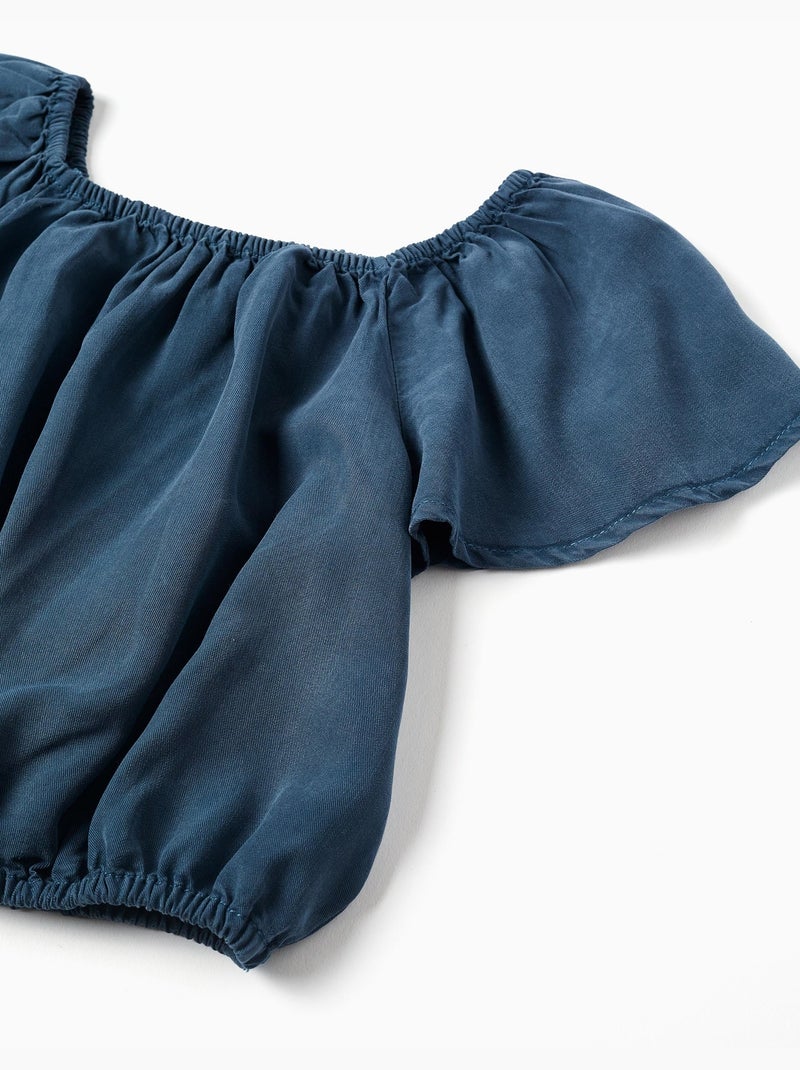 Top in lyocell con collo e elastico in vita Blu scuro - Kiabi