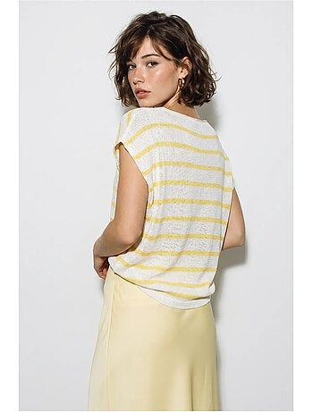 Top in maglia a righe con scollo a barca lucci