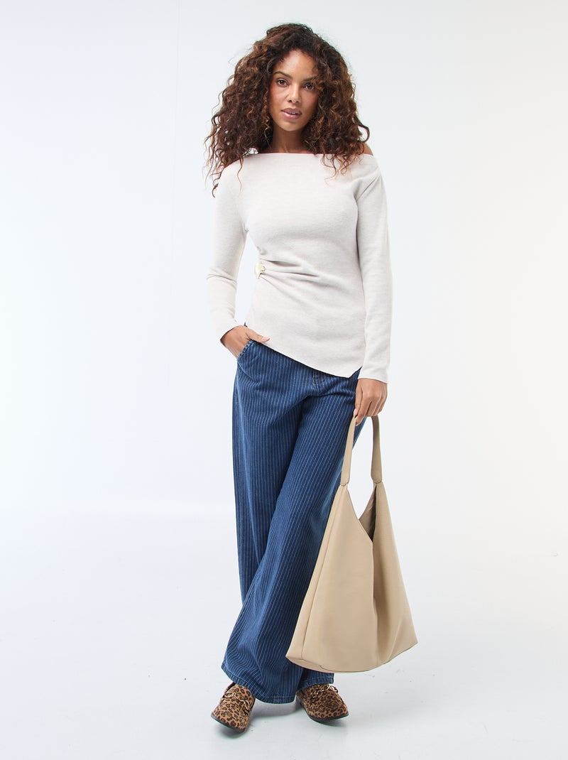 Top in maglia asimmetrico Beige - Kiabi