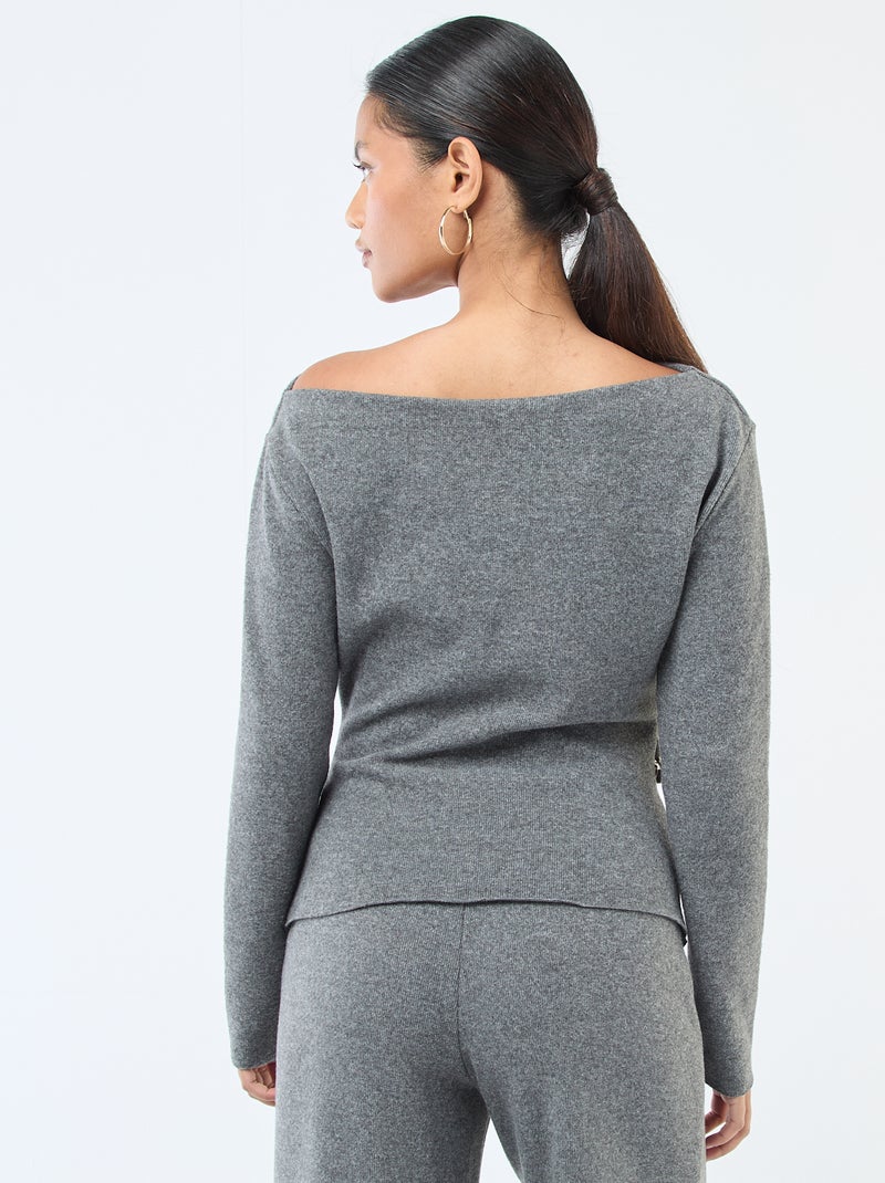 Top in maglia asimmetrico Grigio - Kiabi