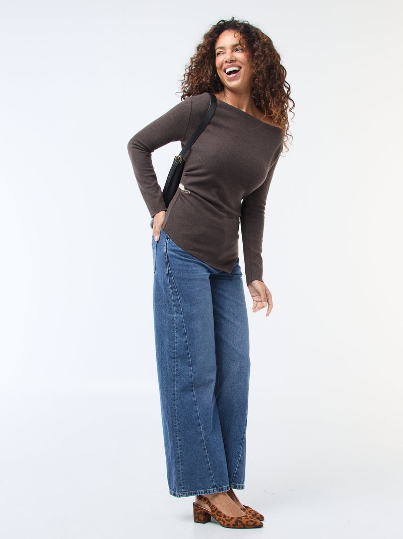 Top in maglia asimmetrico Marrone - Kiabi