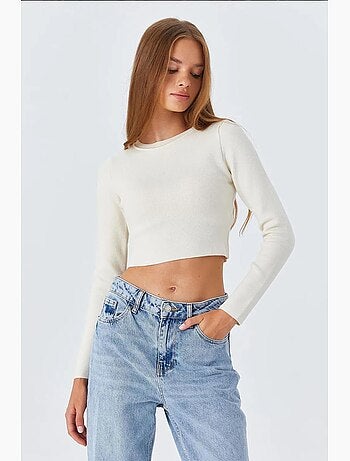 Top in maglia basic cropped a maniche lunghe mixray