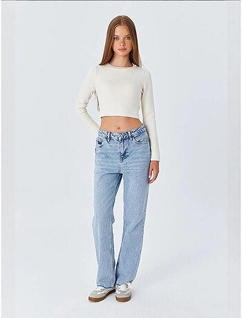 Top in maglia basic cropped a maniche lunghe mixray