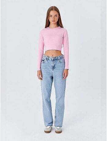 Top in maglia basic cropped a maniche lunghe mixray