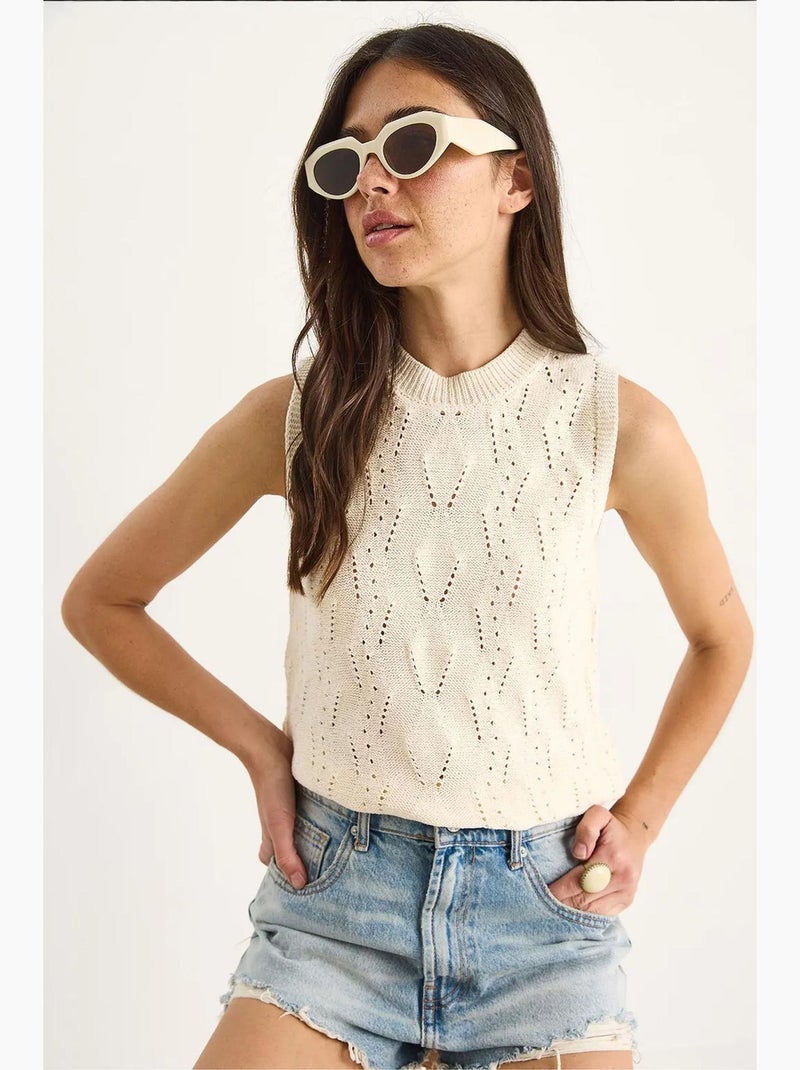Top in maglia collo alto lucci Avorio - Kiabi