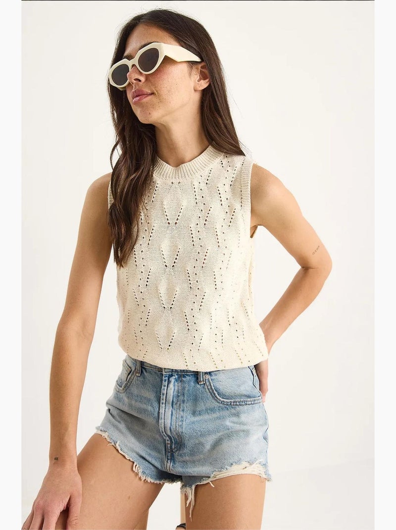 Top in maglia collo alto lucci Avorio - Kiabi