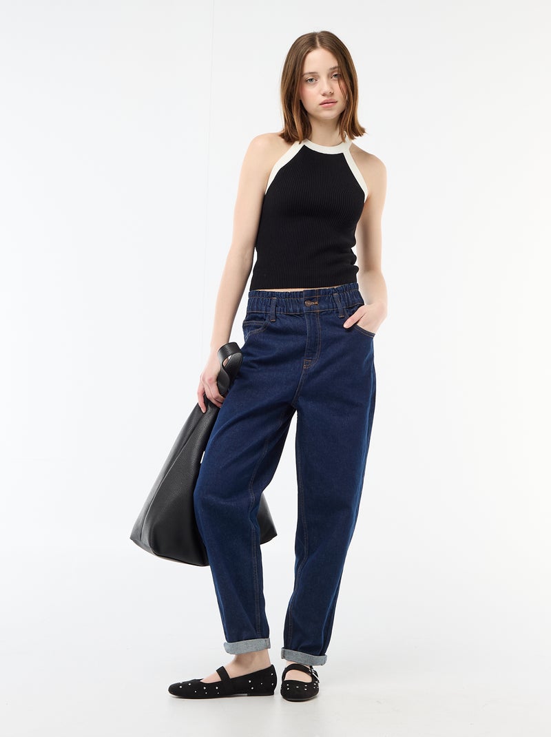 Top in maglia con giromanica all'americana Nero - Kiabi
