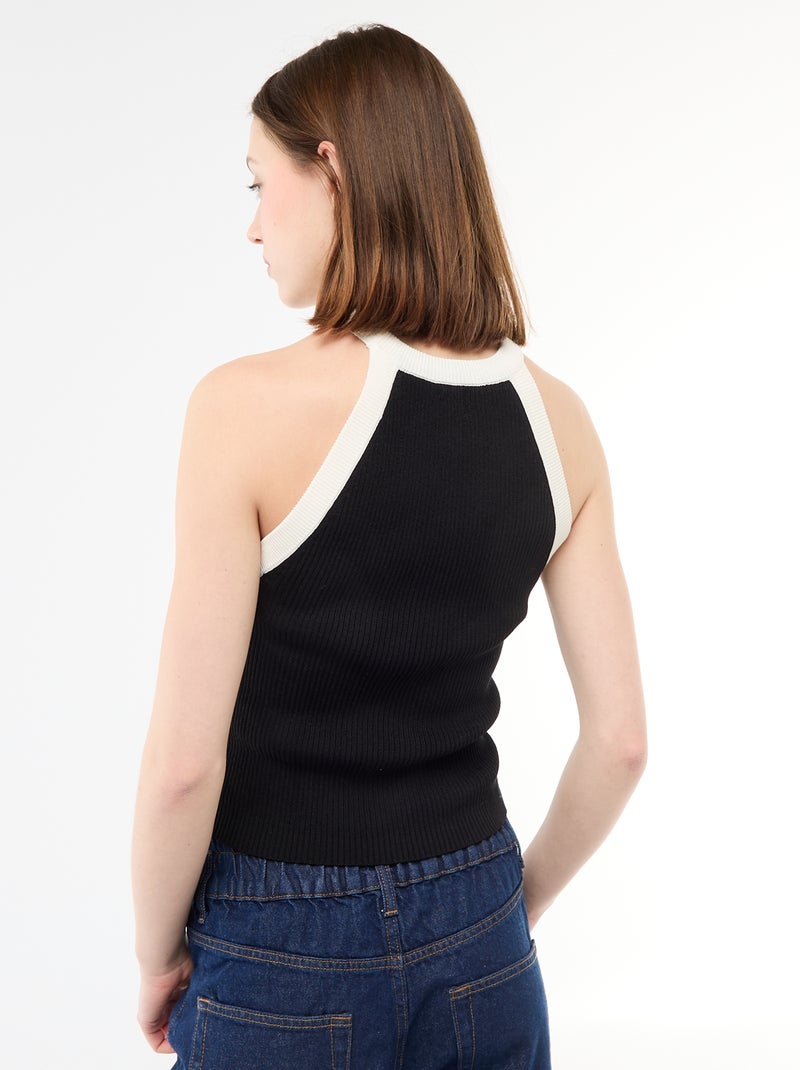 Top in maglia con giromanica all'americana Nero - Kiabi
