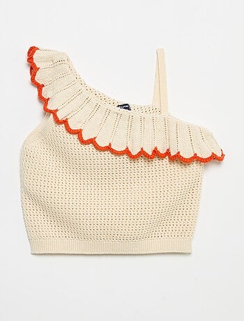 Top in maglia con scollo asimmetrico