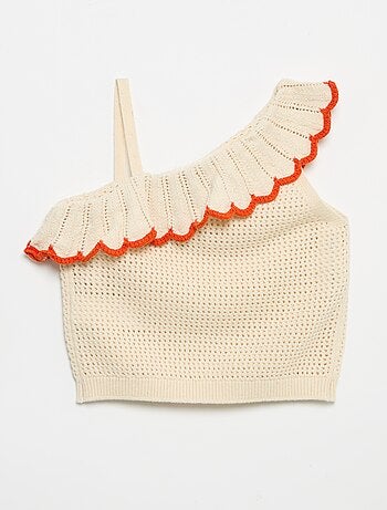 Top in maglia con scollo asimmetrico