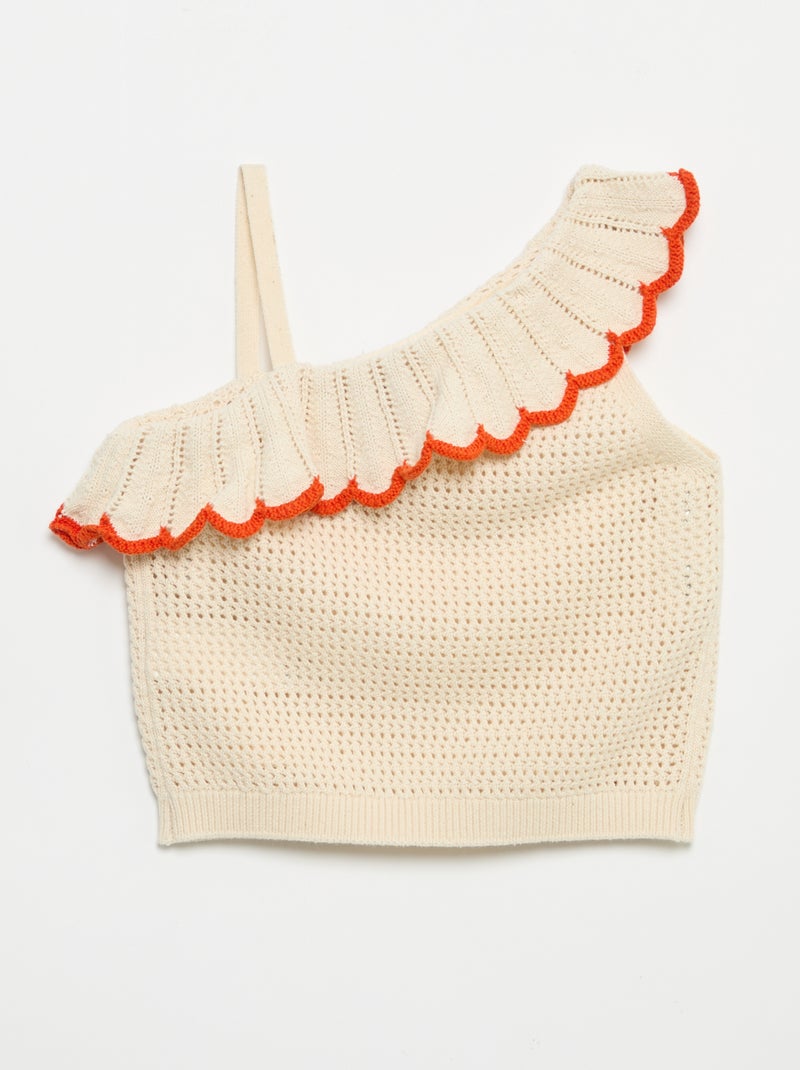 Top in maglia con scollo asimmetrico Beige - Kiabi