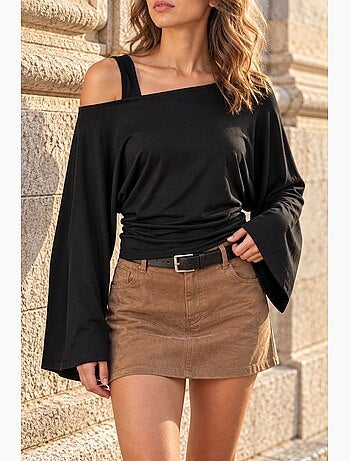 Top in maglia elasticizzata con scollo asimmetrico, confezione da 2 hiccup