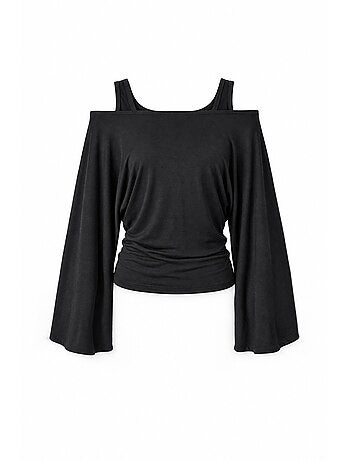 Top in maglia elasticizzata con scollo asimmetrico, confezione da 2 hiccup