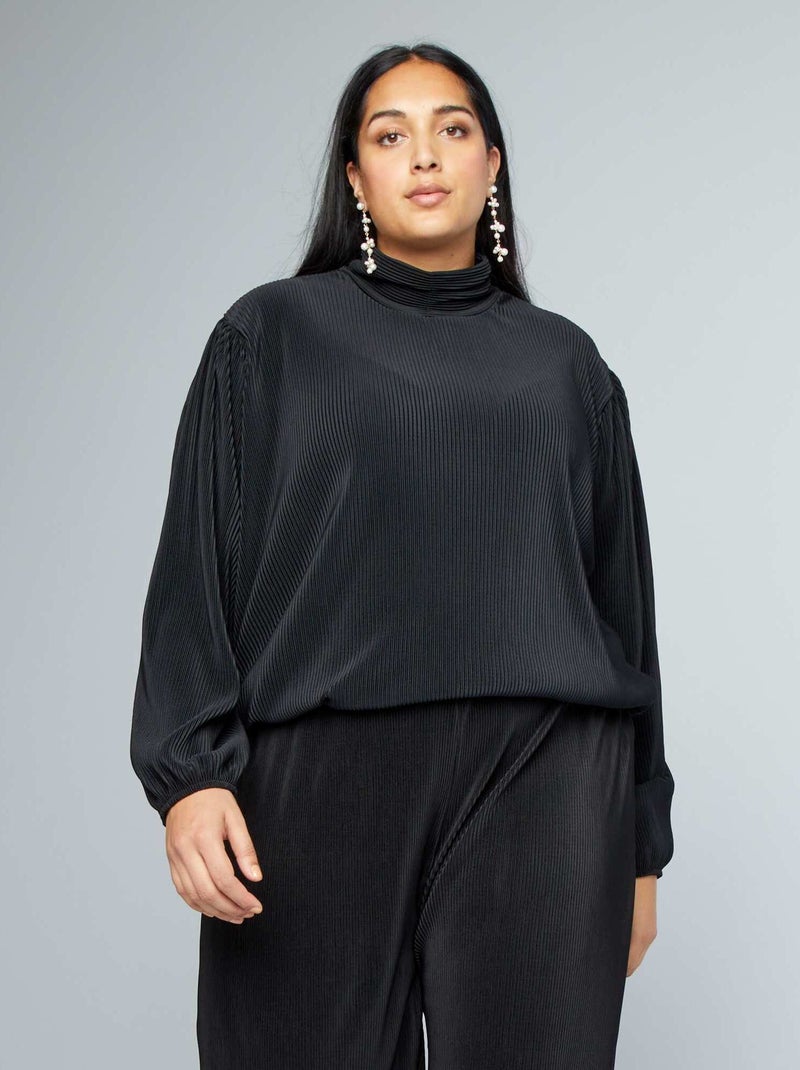 Top in maglia plissettata nero - Kiabi