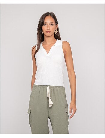 Top in maglia senza maniche colletto polo FOXIE
