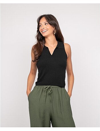 Top in maglia senza maniche colletto polo FOXIE