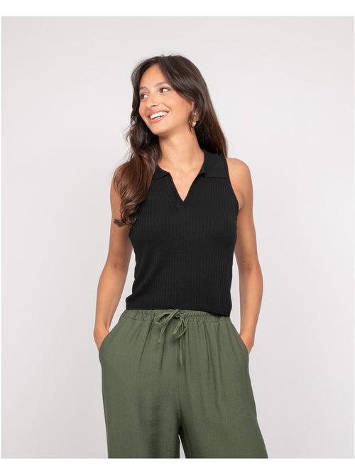 Top in maglia senza maniche colletto polo FOXIE - Kiabi