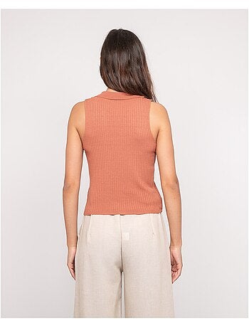 Top in maglia senza maniche colletto polo FOXIE