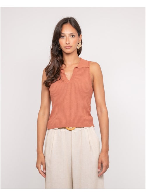Top in maglia senza maniche colletto polo FOXIE - Kiabi