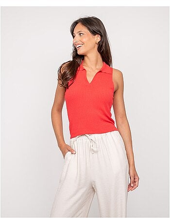 Top in maglia senza maniche colletto polo FOXIE