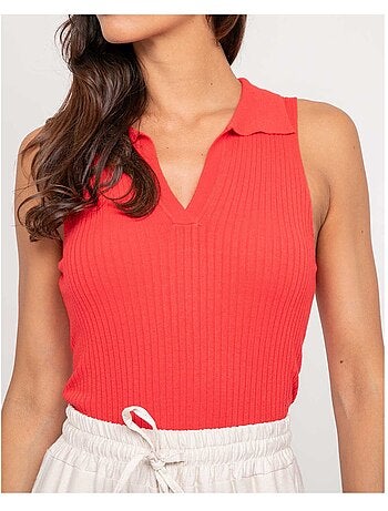 Top in maglia senza maniche colletto polo FOXIE
