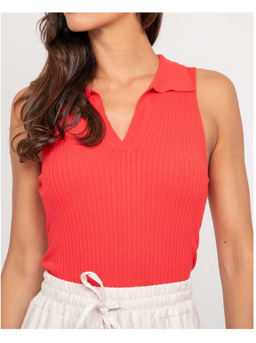 Top in maglia senza maniche colletto polo FOXIE - Kiabi