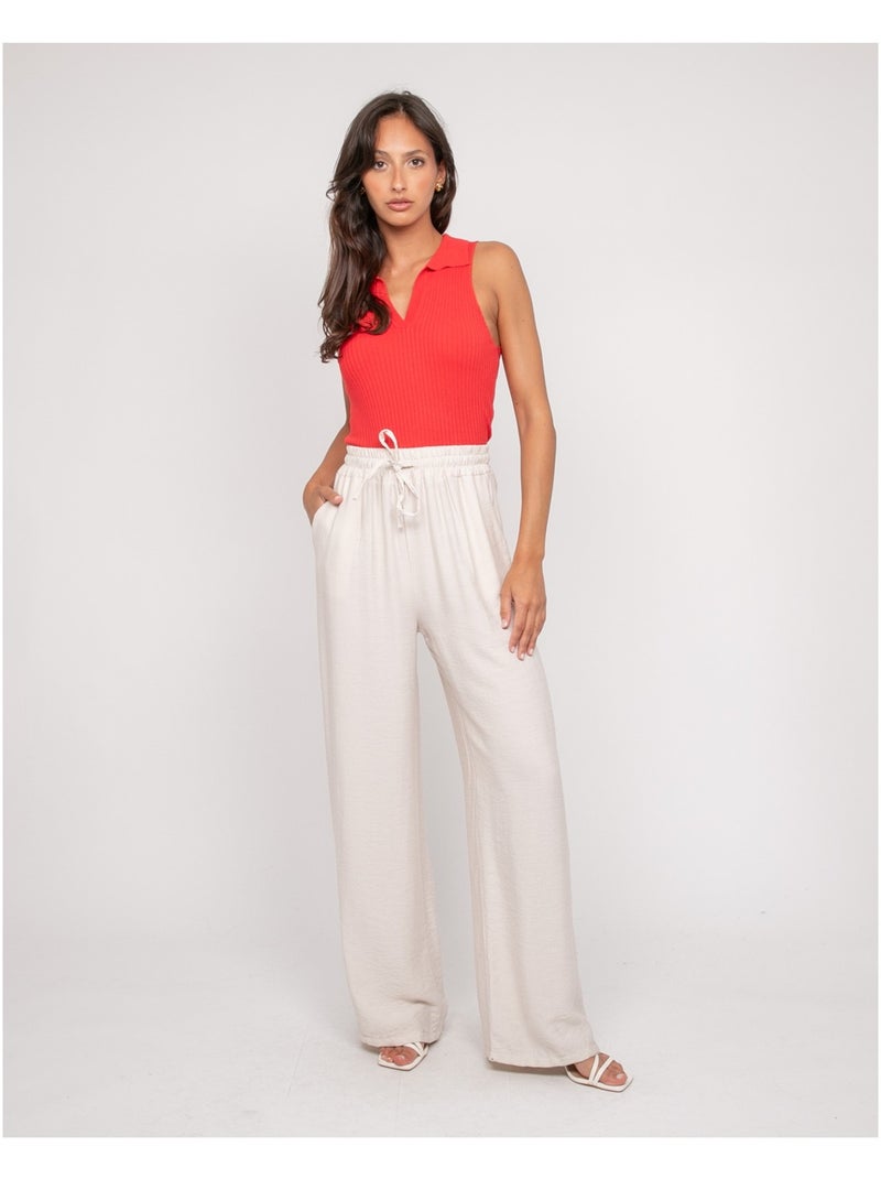 Top in maglia senza maniche colletto polo FOXIE Rosso - Kiabi