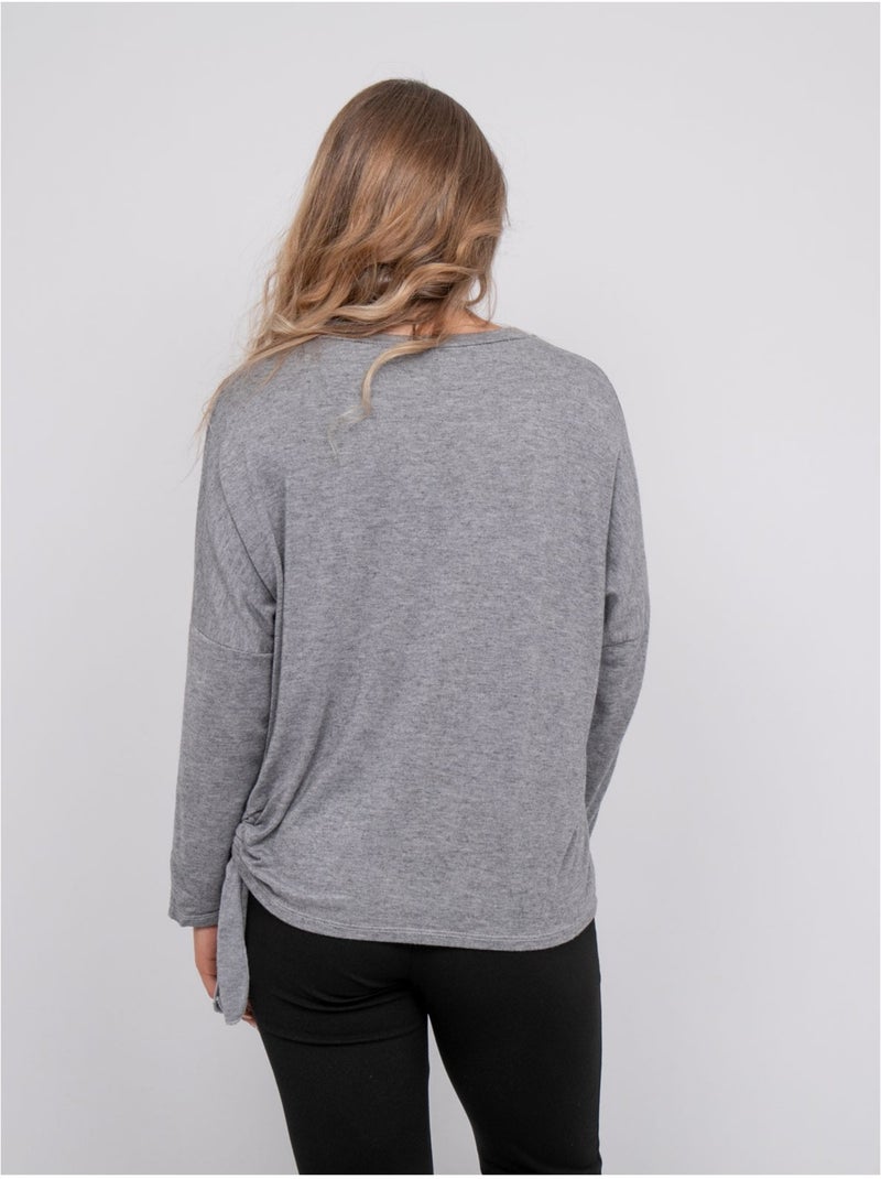 Top in maglia sottile con laccio da annodare fenella Grigio - Kiabi