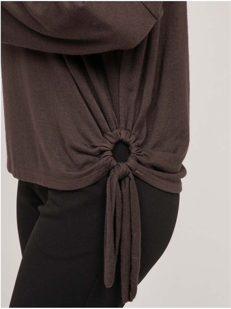 Top in maglia sottile con laccio da annodare fenella Marrone - Kiabi