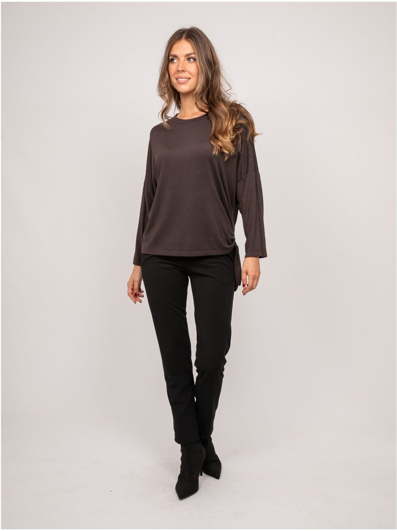 Top in maglia sottile con laccio da annodare fenella Marrone - Kiabi