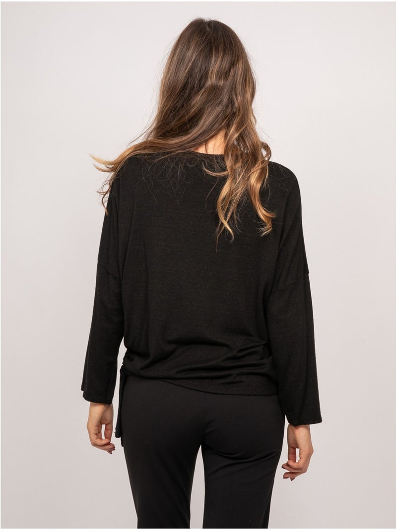 Top in maglia sottile con laccio da annodare fenella Nero - Kiabi