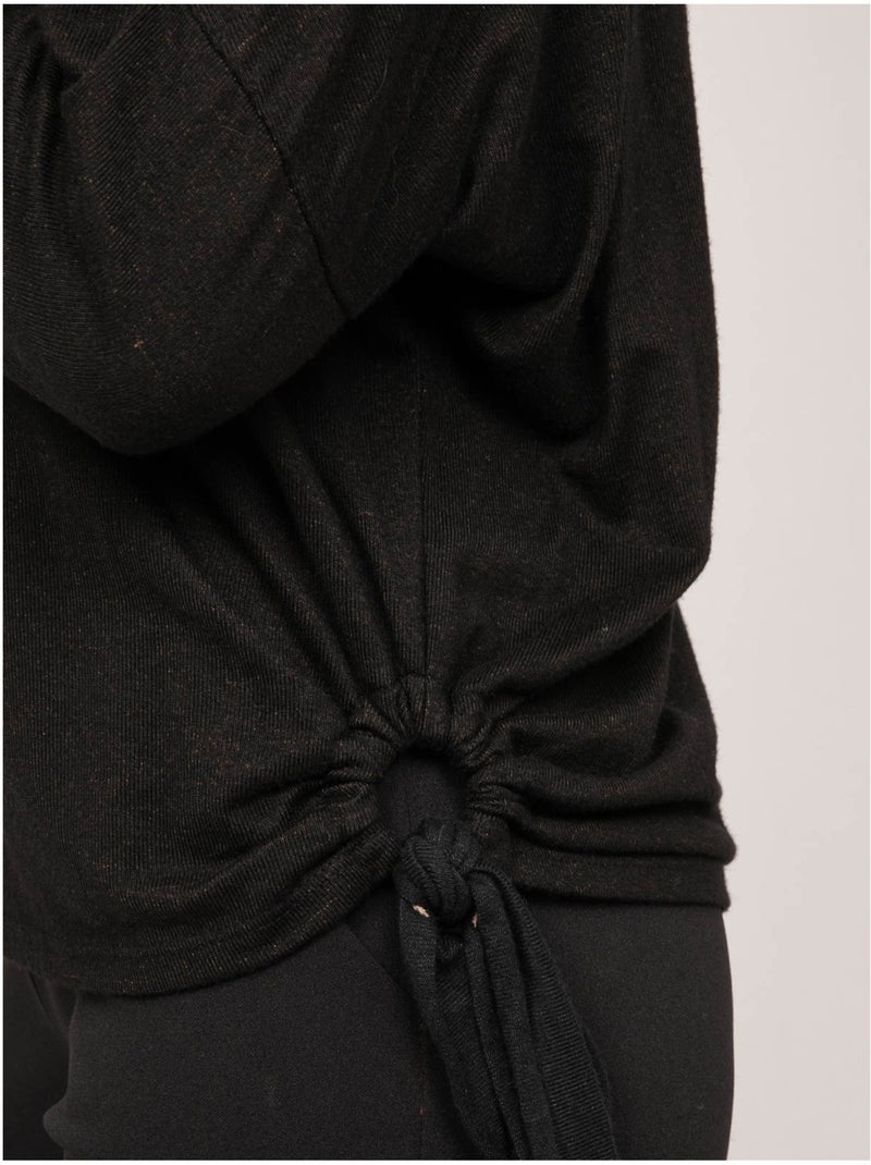 Top in maglia sottile con laccio da annodare fenella Nero - Kiabi