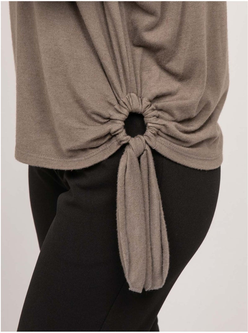 Top in maglia sottile con laccio da annodare fenella Tortora - Kiabi