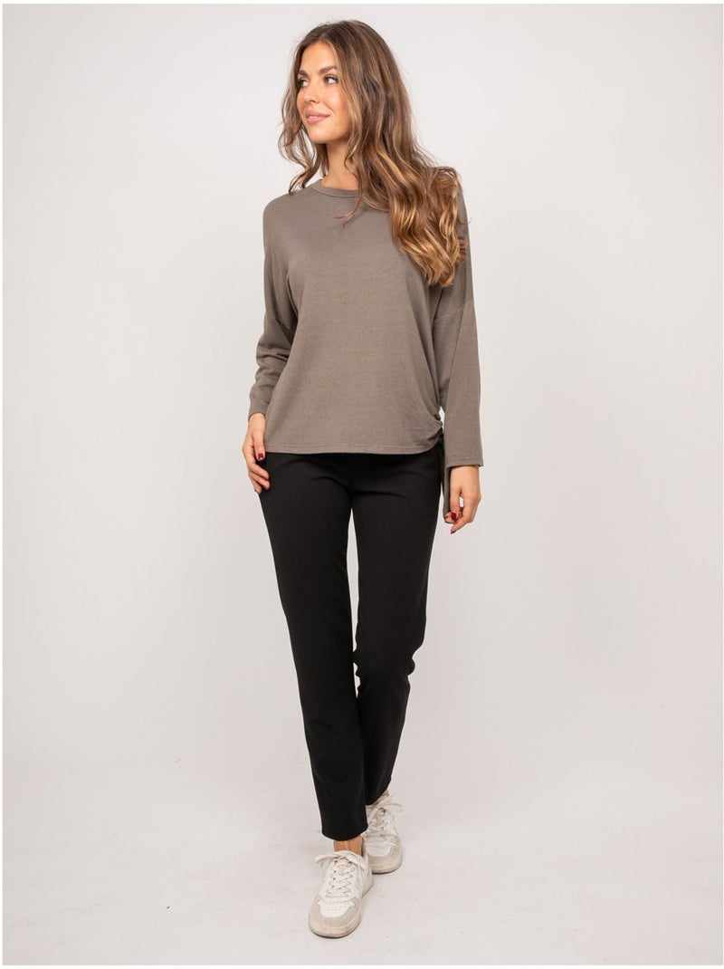 Top in maglia sottile con laccio da annodare fenella Tortora - Kiabi