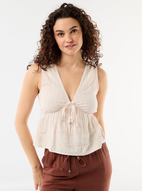 Top in maglia traforata senza maniche - Kiabi