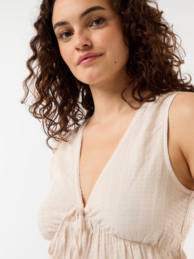 Top in maglia traforata senza maniche Beige - Kiabi