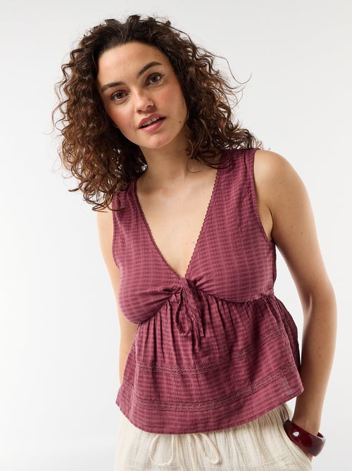 Top in maglia traforata senza maniche - Kiabi