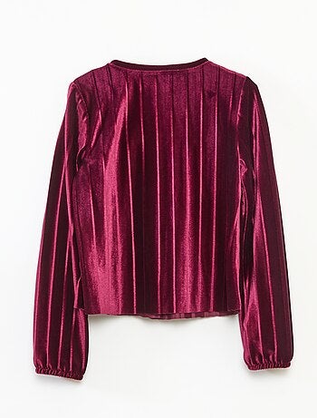 Top in maglia velvet a coste con nodo tinta unita