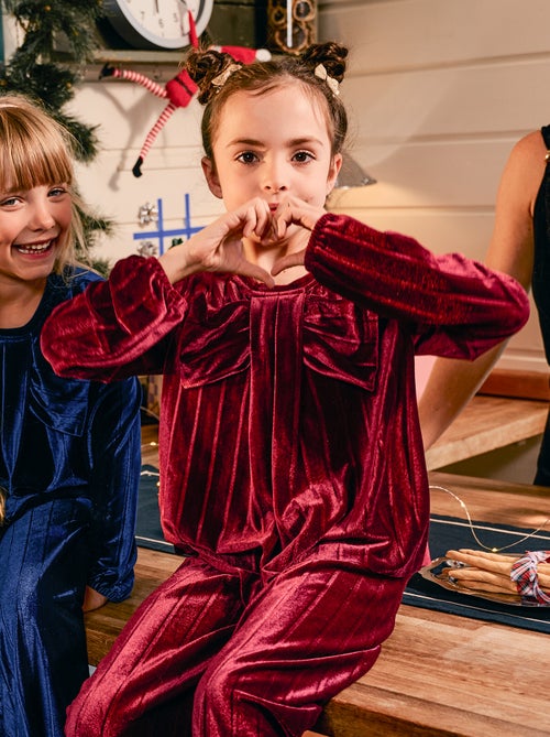 Top in maglia velvet a coste con fiocco tinta unita - Kiabi