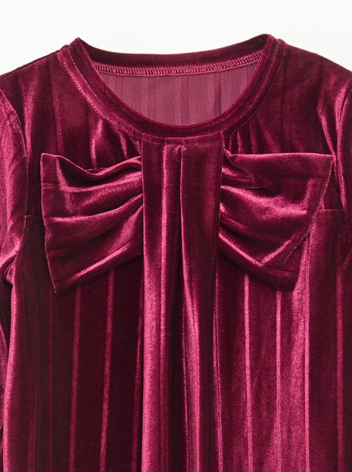 Top in maglia velvet a coste con fiocco tinta unita - Kiabi
