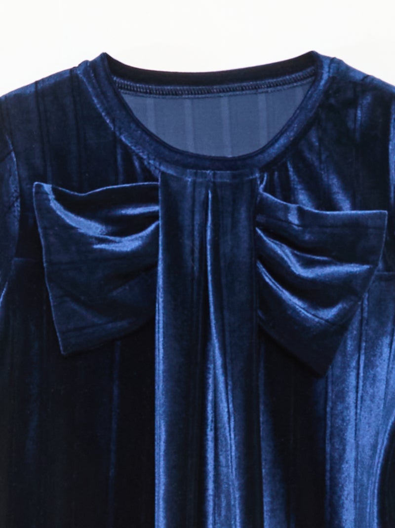 Top in maglia velvet a coste con nodo tinta unita Blu - Kiabi