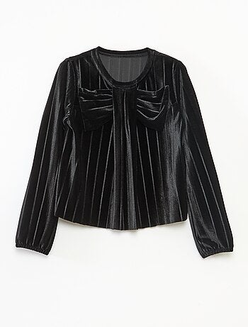Top in maglia velvet a coste con nodo tinta unita