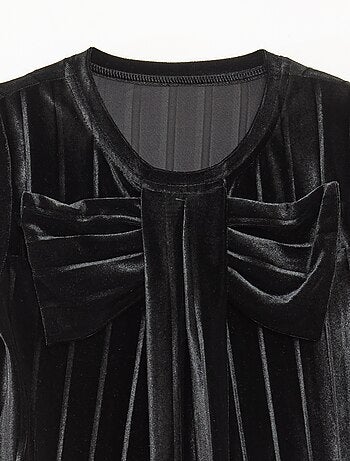 Top in maglia velvet a coste con nodo tinta unita