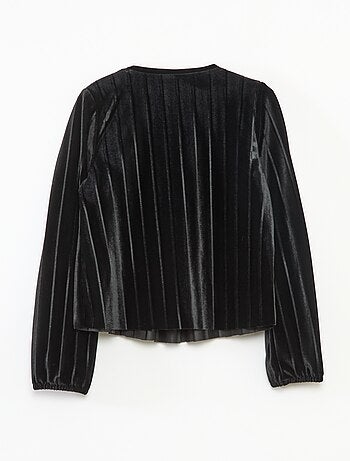 Top in maglia velvet a coste con nodo tinta unita