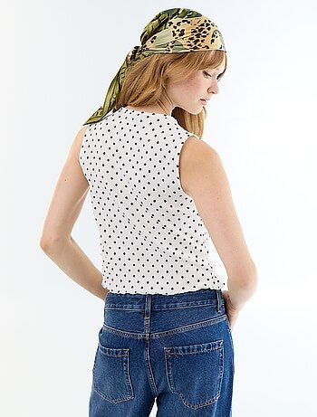 Top in maglia waffle senza maniche