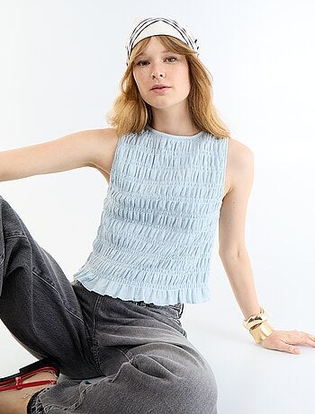Top in maglia waffle senza maniche
