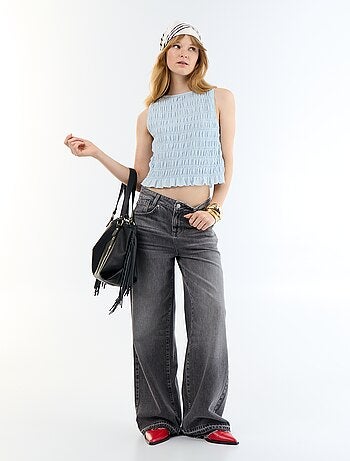 Top in maglia waffle senza maniche