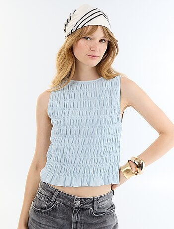 Top in maglia waffle senza maniche